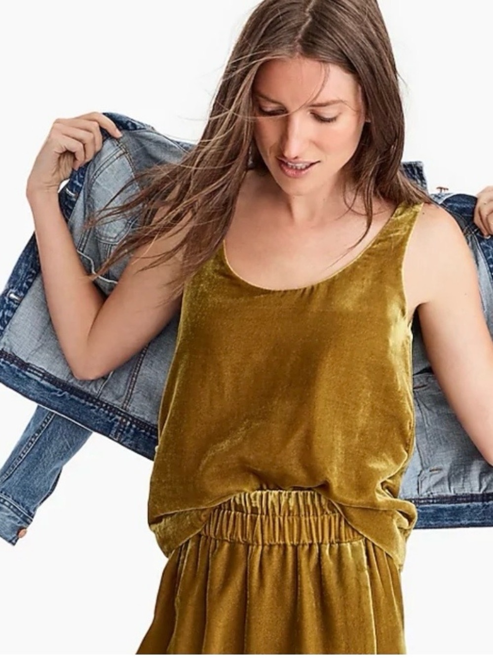J. CREW Velvet Tank Top In A Vintage Gold 4